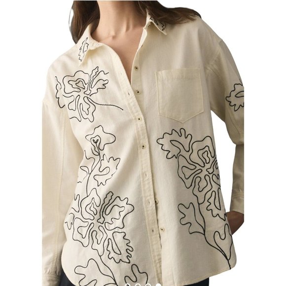 Anthropologie Cream and Black Blouse - Picture 6 of 11